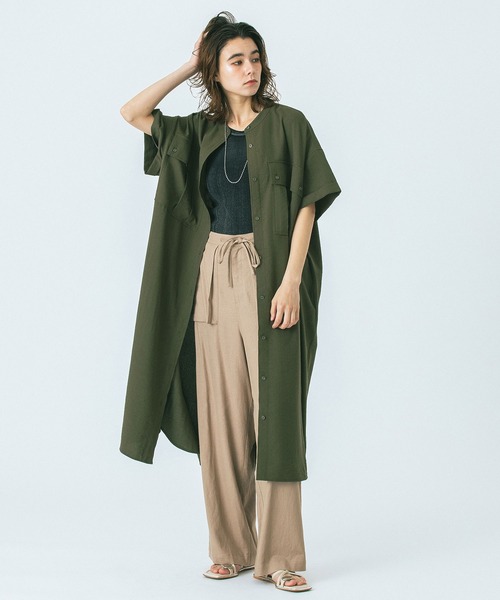ROSE BUD（ローズバッド）の「(GENE HEAVENS)WORK POCKET SHIRT DRESS（シャツワンピース・レディース・オリーブ/ブラック・ONE SIZE）」の16枚目の写真