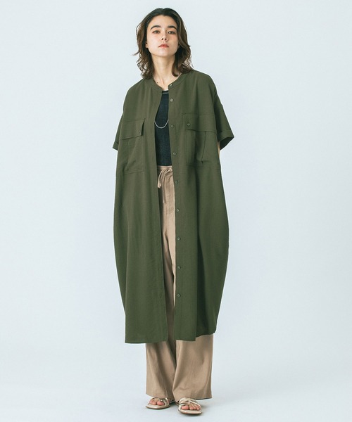 ROSE BUD（ローズバッド）の「(GENE HEAVENS)WORK POCKET SHIRT DRESS（シャツワンピース・レディース・オリーブ/ブラック・ONE SIZE）」の15枚目の写真