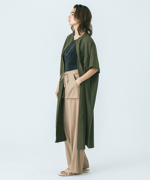 ROSE BUD（ローズバッド）の「(GENE HEAVENS)WORK POCKET SHIRT DRESS（シャツワンピース・レディース・オリーブ/ブラック・ONE SIZE）」の12枚目の写真