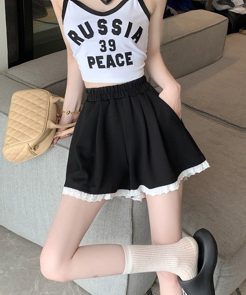 VIBGYOR(ヴィブジョー)の「裾レースAラインスウェットハーフパンツ / 韓国ガーリー カジュアル(CZ)(その他パンツ・レディース・ブラック/グレー・MEDIUM/LARGE)」の17枚目の写真