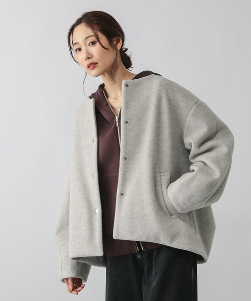 ウールライクコクーンコート/494079（ノーカラーコート）｜GLOBAL WORK