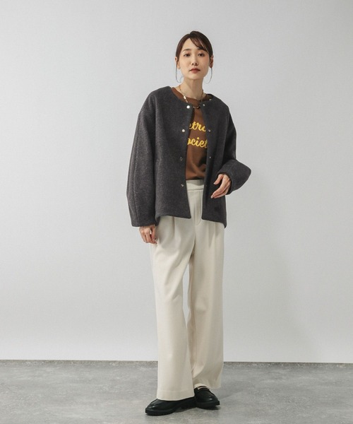 ウールライクコクーンコート/494079（ノーカラーコート）｜GLOBAL WORK