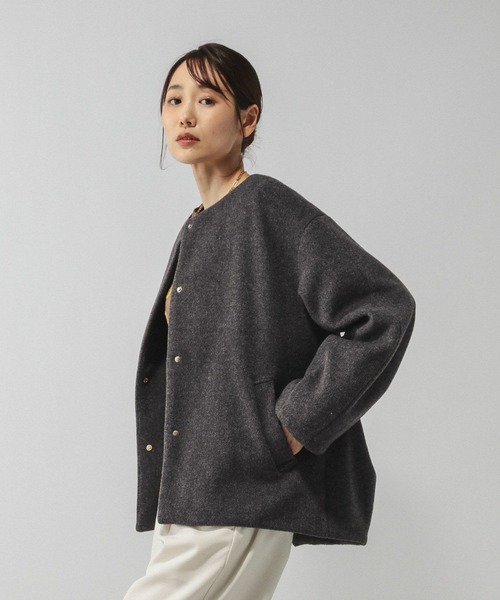 ウールライクコクーンコート/494079（ノーカラーコート）｜GLOBAL WORK