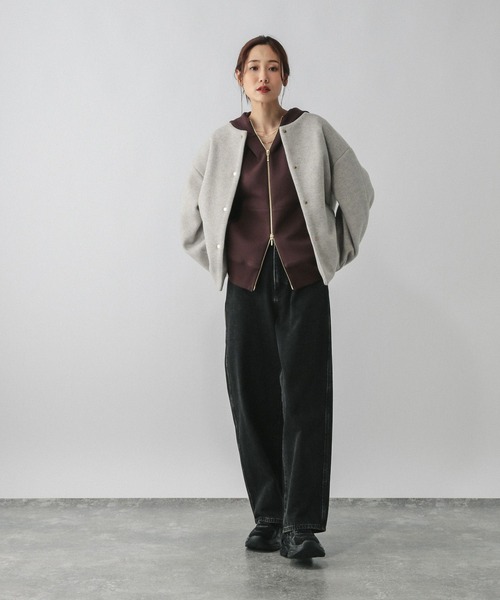 ウールライクコクーンコート/494079（ノーカラーコート）｜GLOBAL WORK