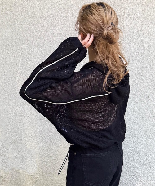 tシャツ メッシュニットハーフZIPフーディー レディース DOUBLE NAME（ダブルネーム）の「メッシュニットハーフZIP