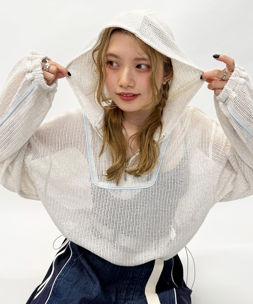 DOUBLE NAME（ダブルネーム）の「メッシュニットハーフZIPフーディー