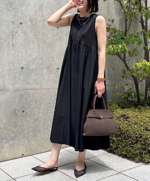 MICO COULIER（ミコクリエ）の「リブメランジカットソー異素材ワンピース（ワンピース・レディース・ブラック/ネイビー・38）」の2枚目の写真