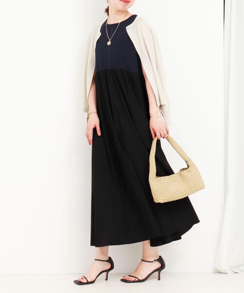 MICO COULIER（ミコクリエ）の「リブメランジカットソー異素材ワンピース（ワンピース・レディース・ブラック/ネイビー・38）」の3枚目の写真
