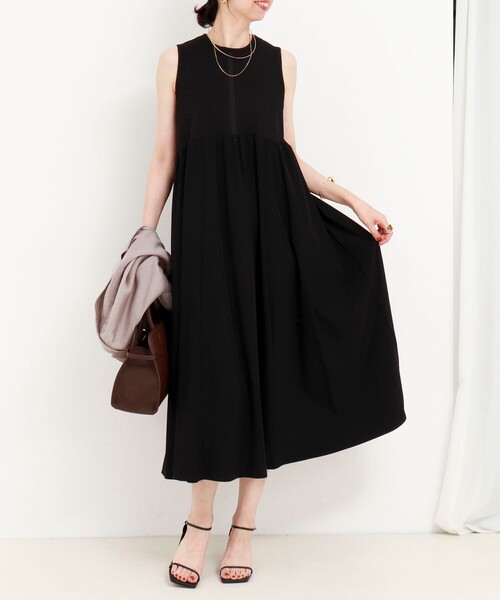 MICO COULIER（ミコクリエ）の「リブメランジカットソー異素材ワンピース（ワンピース・レディース・ブラック/ネイビー・38）」の9枚目の写真