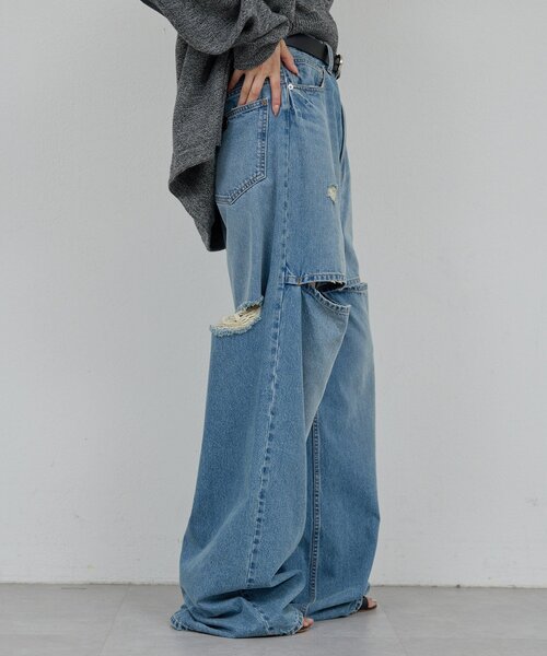 GALLARDAGALANTE（ガリャルダガランテ）の「【PEAS】スラッシュデニムパンツ（デニムパンツ・レディース・サックスブルー・0/1）」の3枚目の写真