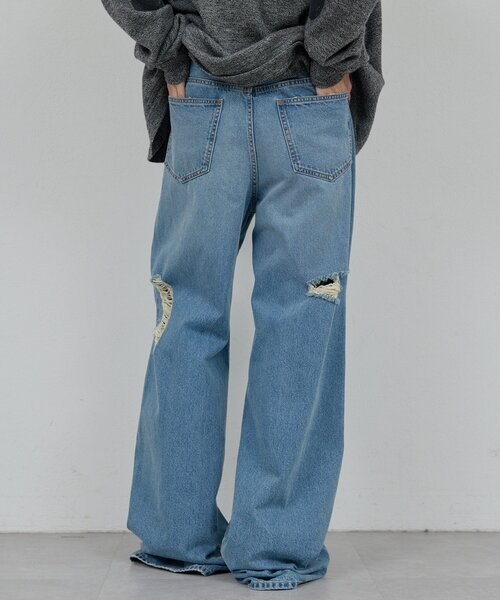 GALLARDAGALANTE（ガリャルダガランテ）の「【PEAS】スラッシュデニムパンツ（デニムパンツ・レディース・サックスブルー・0/1）」の4枚目の写真