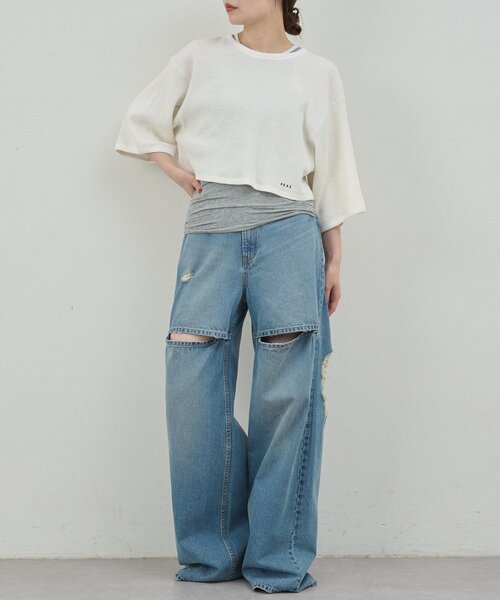 GALLARDAGALANTE（ガリャルダガランテ）の「【PEAS】スラッシュデニムパンツ（デニムパンツ・レディース・サックスブルー・0/1）」の8枚目の写真