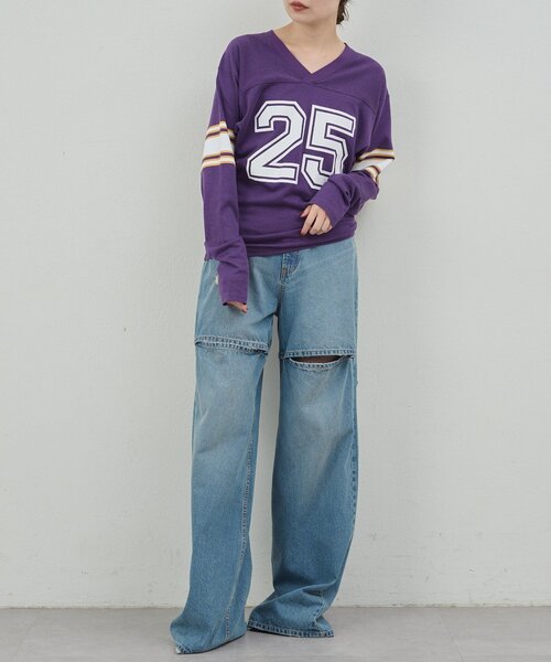 GALLARDAGALANTE（ガリャルダガランテ）の「【PEAS】スラッシュデニムパンツ（デニムパンツ・レディース・サックスブルー・0/1）」の9枚目の写真