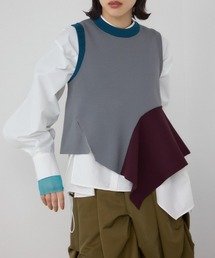 PLUS（プラス）の「【PLUS】イレヘムドレープニットベスト（ベスト）」