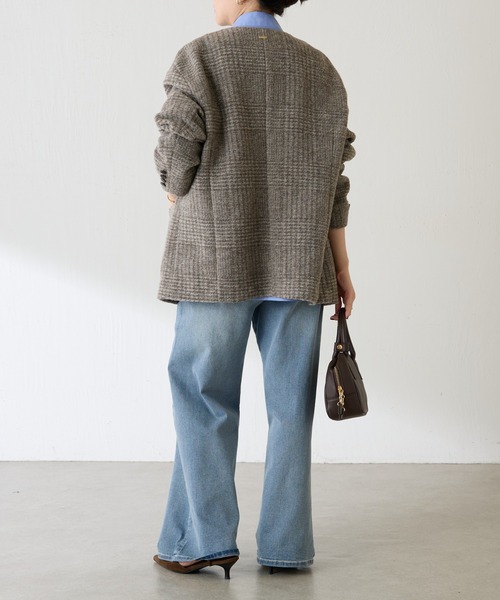 COLLAGE GALLARDAGALANTE（コラージュガリャルダガランテ）の「イタリアンエアリーノーカラーコート（ノーカラーコート・レディース・ブラウン/グレー・FREE）」の18枚目の写真