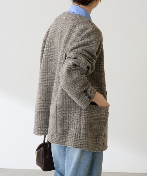 COLLAGE GALLARDAGALANTE（コラージュガリャルダガランテ）の「イタリアンエアリーノーカラーコート（ノーカラーコート・レディース・ブラウン/グレー・FREE）」の16枚目の写真