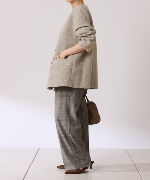 COLLAGE GALLARDAGALANTE（コラージュガリャルダガランテ）の「イタリアンエアリーノーカラーコート（ノーカラーコート・レディース・ブラウン/グレー・FREE）」の21枚目の写真
