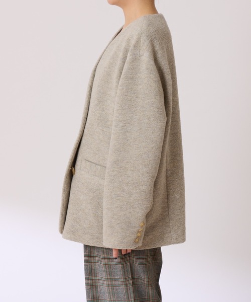 COLLAGE GALLARDAGALANTE（コラージュガリャルダガランテ）の「イタリアンエアリーノーカラーコート（ノーカラーコート・レディース・ブラウン/グレー・FREE）」の12枚目の写真