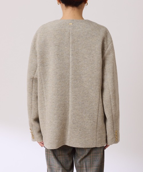 COLLAGE GALLARDAGALANTE（コラージュガリャルダガランテ）の「イタリアンエアリーノーカラーコート（ノーカラーコート・レディース・ブラウン/グレー・FREE）」の13枚目の写真