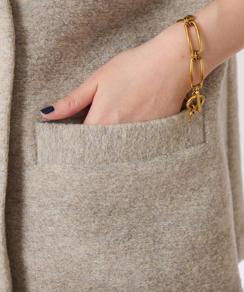 COLLAGE GALLARDAGALANTE（コラージュガリャルダガランテ）の「イタリアンエアリーノーカラーコート（ノーカラーコート・レディース・ブラウン/グレー・FREE）」の6枚目の写真