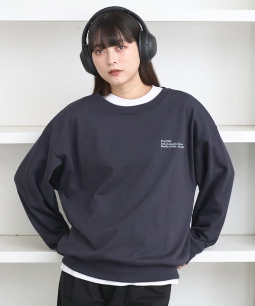flaner（フラネ）の「Loose logo embroidery sweat / ルーズロゴ刺繍スウェット（スウェット・レディース・グレー/ネイビー・MEDIUM/LARGE）」の19枚目の写真
