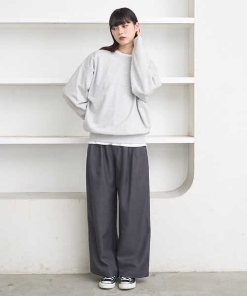 flaner（フラネ）の「Loose logo embroidery sweat / ルーズロゴ刺繍スウェット（スウェット・レディース・グレー/ネイビー・MEDIUM/LARGE）」の9枚目の写真