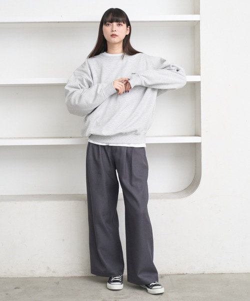 flaner（フラネ）の「Loose logo embroidery sweat / ルーズロゴ刺繍スウェット（スウェット・レディース・グレー/ネイビー・MEDIUM/LARGE）」の11枚目の写真