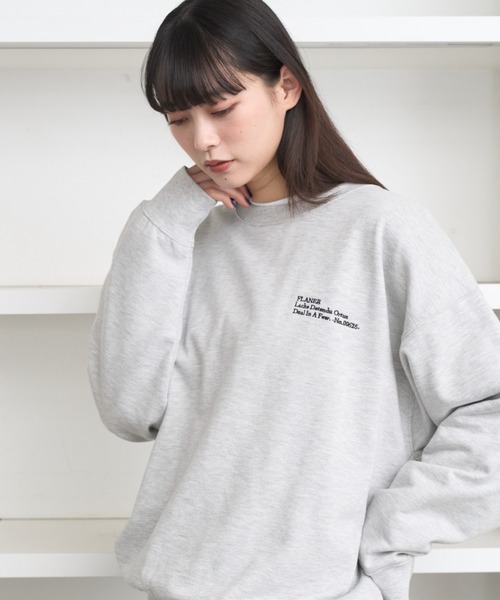 flaner（フラネ）の「Loose logo embroidery sweat / ルーズロゴ刺繍スウェット（スウェット・レディース・グレー/ネイビー・MEDIUM/LARGE）」の5枚目の写真
