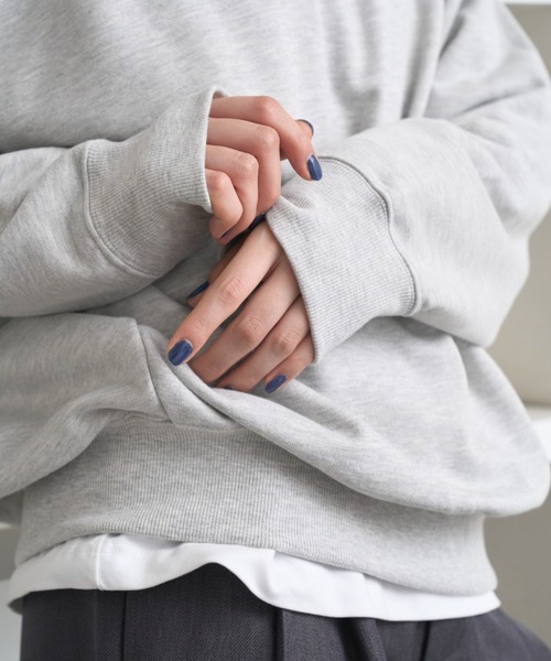 flaner（フラネ）の「Loose logo embroidery sweat / ルーズロゴ刺繍スウェット（スウェット・レディース・グレー/ネイビー・MEDIUM/LARGE）」の7枚目の写真