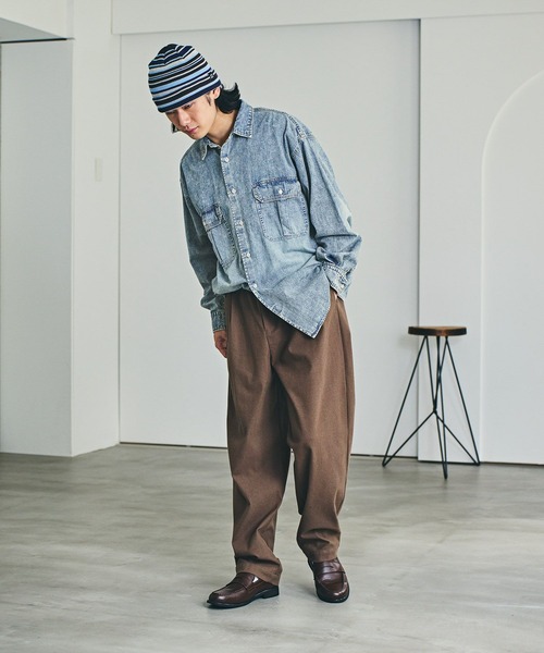 BAYFLOW（ベイフロー）の「ライトデニムシャツ（シャツ/ブラウス・メンズ・ブラック/ライトブルー/ダークブルー・MEDIUM/LARGE）」の9枚目の写真