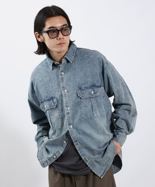 BAYFLOW（ベイフロー）の「ライトデニムシャツ（シャツ/ブラウス・メンズ・ブラック/ライトブルー/ダークブルー・MEDIUM/LARGE）」の13枚目の写真
