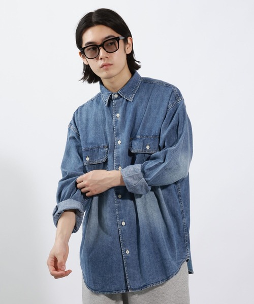 BAYFLOW（ベイフロー）の「ライトデニムシャツ（シャツ/ブラウス・メンズ・ブラック/ライトブルー/ダークブルー・MEDIUM/LARGE）」の17枚目の写真