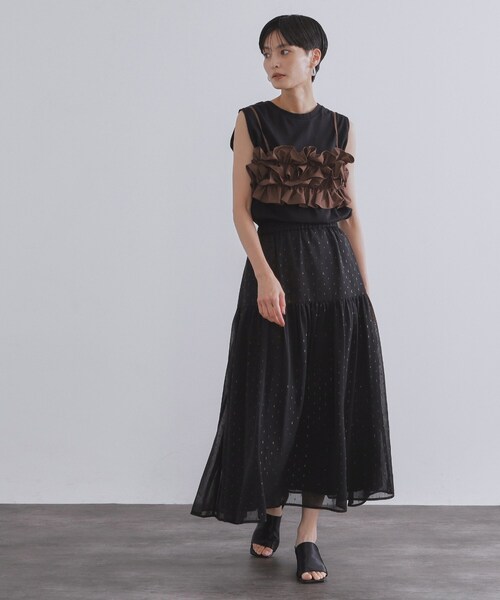 OPAQUE.CLIP（オペークドットクリップ）の「ラメドットイージーティアードスカート【洗濯機洗い可】（スカート・レディース・ブラック/ブルー系その他・36/38）」の4枚目の写真