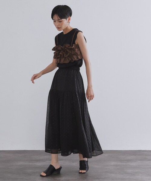 OPAQUE.CLIP（オペークドットクリップ）の「ラメドットイージーティアードスカート【洗濯機洗い可】（スカート・レディース・ブラック/ブルー系その他・36/38）」の5枚目の写真