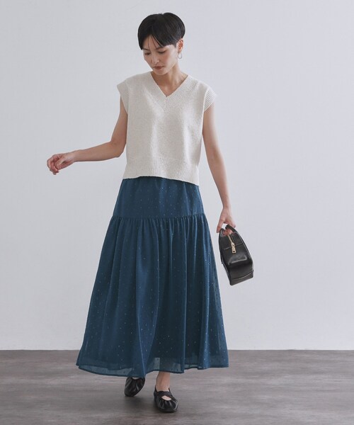 OPAQUE.CLIP（オペークドットクリップ）の「ラメドットイージーティアードスカート【洗濯機洗い可】（スカート・レディース・ブラック/ブルー系その他・36/38）」の8枚目の写真