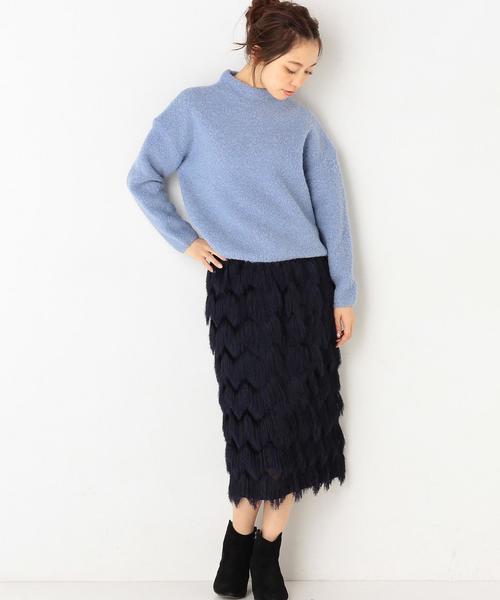 Another Edition（アナザーエディション）の「ウールナイロンリングハイネックプルオーバー/AEFC W/N リングHI/N PO（ニット/セーター・レディース・ベージュ/ライトブルー・フリー）」の6枚目の写真