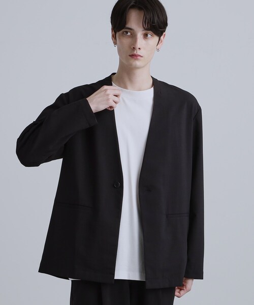 tk.TAKEO KIKUCHI（ティーケータケオキクチ）の「【2点セットジャケット＋パンツ】エアリードライノーカラージャケット＆スラックス（セットアップ・メンズ・ブラック/ネイビー/チャコールグレー・02/01/04/03）」の13枚目の写真