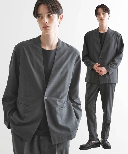 tk.TAKEO KIKUCHI（ティーケータケオキクチ）の「【2点セットジャケット＋パンツ】エアリードライノーカラージャケット＆スラックス（セットアップ・メンズ・ブラック/ネイビー/チャコールグレー・02/01/04/03）」の4枚目の写真