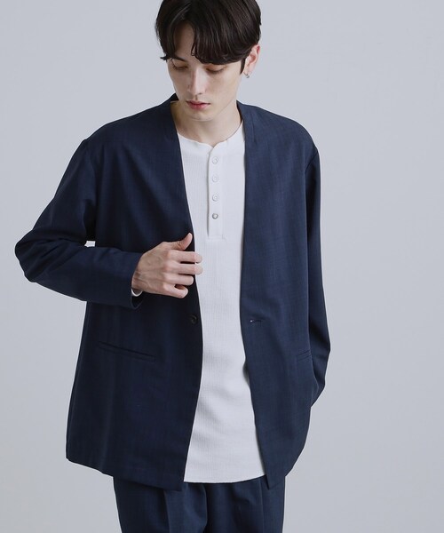 tk.TAKEO KIKUCHI（ティーケータケオキクチ）の「◆【2点セットジャケット＋パンツ】エアリードライノーカラージャケット＆スラックス（セットアップ・メンズ・ブラック/ネイビー/チャコールグレー・02/01/04/03）」の8枚目の写真