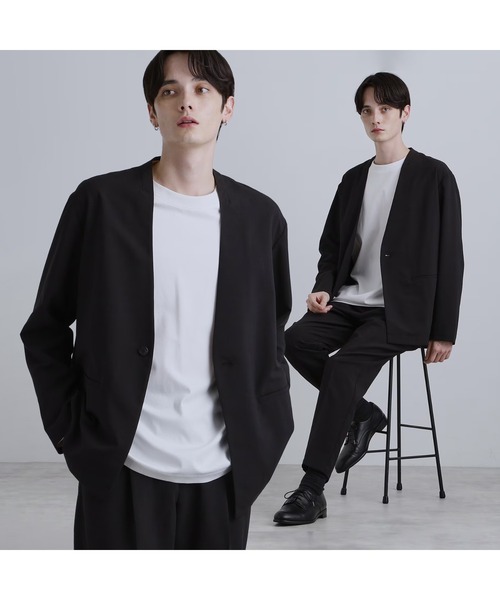 tk.TAKEO KIKUCHI（ティーケータケオキクチ）の「◆【2点セットジャケット＋パンツ】エアリードライノーカラージャケット＆スラックス（セットアップ・メンズ・ブラック/ネイビー/チャコールグレー・02/01/04/03）」の7枚目の写真