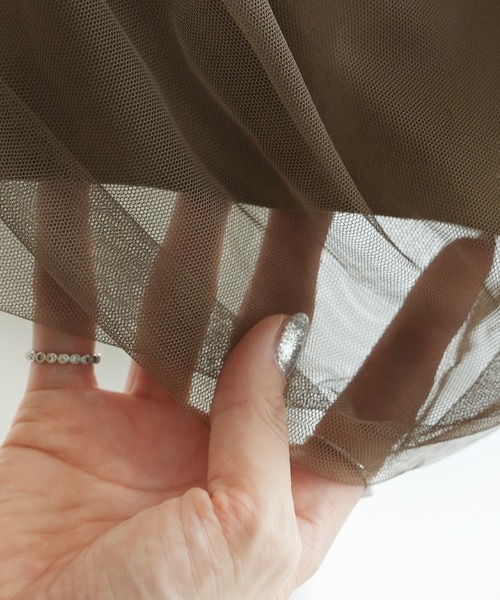 reca（レカ）の「チュールボリューム袖カットソー（Tシャツ/カットソー・レディース・オフホワイト/ブラック/ブラウン/ピンク・M-L）」の8枚目の写真