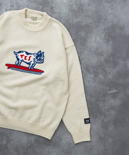 The Endless Summer（エンドレスサマー）の「TES SAGARA BUHI WOOL KNIT / クルーネックニット（ニット/セーター・メンズ・オフホワイト/グレー/ブラック/ネイビー・LARGE/MEDIUM/SMALL/X-LARGE）」の2枚目の写真