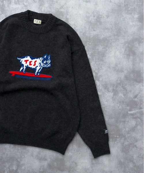 The Endless Summer（エンドレスサマー）の「TES SAGARA BUHI WOOL KNIT / クルーネックニット（ニット/セーター・メンズ・オフホワイト/グレー/ブラック/ネイビー・LARGE/MEDIUM/SMALL/X-LARGE）」の3枚目の写真