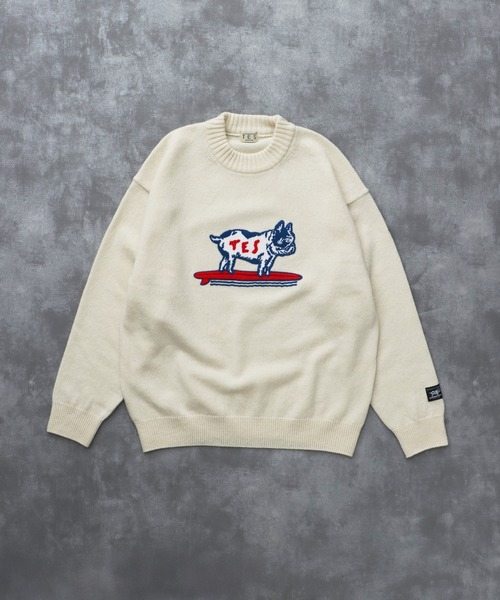 The Endless Summer（エンドレスサマー）の「TES SAGARA BUHI WOOL KNIT / クルーネックニット（ニット/セーター・メンズ・オフホワイト/グレー/ブラック/ネイビー・LARGE/MEDIUM/SMALL/X-LARGE）」の6枚目の写真