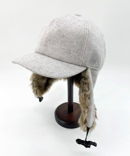 Ruben（ルーベン）の「WOOL LIKED EARCOVER CAP/ファー耳付きキャップ（キャップ・メンズ・ブラック/カーキ/ライトグレー/ブラウン・FREE）」の6枚目の写真