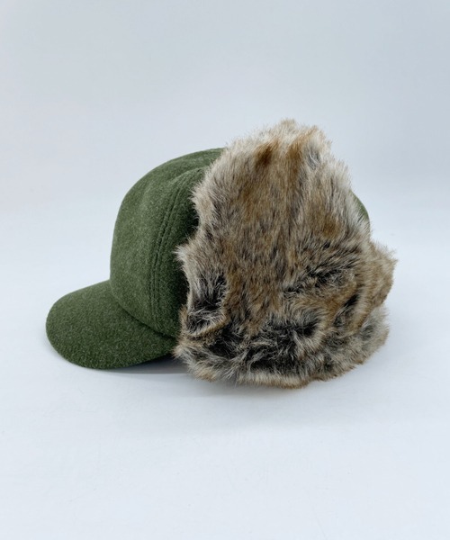 Ruben（ルーベン）の「WOOL LIKED EARCOVER CAP/ファー耳付きキャップ（キャップ・メンズ・ブラック/カーキ/ライトグレー/ブラウン・FREE）」の9枚目の写真