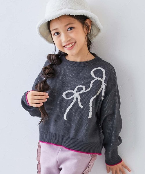 devirock（デビロック）の「洗える デザインいろいろ ガールズ ジャガードニット（ニット/セーター・キッズ・ホワイト系その他/ブラック系/ブルー系その他/パープル系/ホワイト系/レッド系・S/M/L）」の3枚目の写真