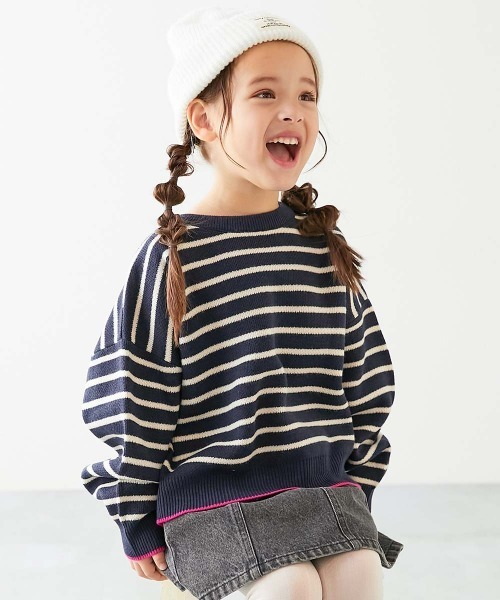 devirock（デビロック）の「洗える デザインいろいろ ガールズ ジャガードニット（ニット/セーター・キッズ・ホワイト系その他/ブラック系/ブルー系その他/パープル系/ホワイト系/レッド系・S/M/L）」の4枚目の写真