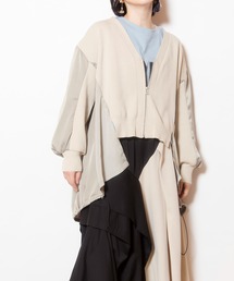 バックロングジップニットカーディガン