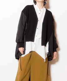 バックロングジップニットカーディガン